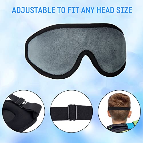 2 Pieces 3D Sleep Mask for Kids Memory Foam Contoured Eye Mask, Travel Sleep Eye Cover with Adjustable Strap, 3D Blindfolds(Blue and Gray) - color: Blue and Gray