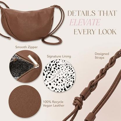 Mali&Lili Hobo Shoulder Bag for Women, Aria Convertible Crossbody Bags for Women, Vegan Leather purses, Shoulder Handbags - color: Chocolate