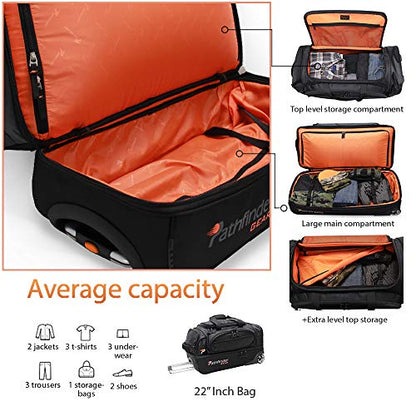 Pathfinder Gear 22 Inch Rolling Drop Bottom Duffel, Black, One Size - color: Black