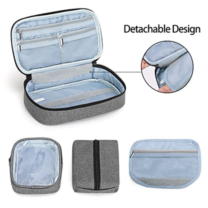 CURMIO Diabetic Supplies Bag for Glucose Meter, Medication and Other Diabetes Care Supplies, Diabetes Travel Organizer Case with Detachable Pouches, Gray (Bag Only) - color: Gray