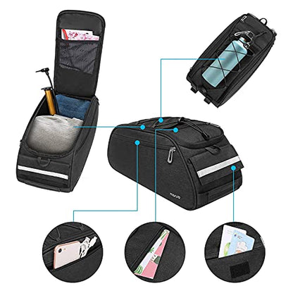 MOSISO Bike Rack Bag, Waterproof Bicycle Trunk Pannier Rear Seat Pouch Cycling Bike Carrier Backseat Storage Luggage Saddle Shoulder Bag - color: Black