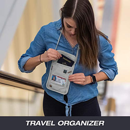Lewis N. Clark RFID Blocking Stash Neck Wallet, Travel Pouch + Passport Holder for Women & Men, Gray - color: Gray