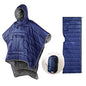Camp Poncho Sleeping Bag Wearable Hooded Blanket - Envelope Lightweight Thermal Cloak Cape Windproof with Premium Stuff Compression Sack for Backpacking Hiking Hunting Fishing Outdoor Sport - color: Blue