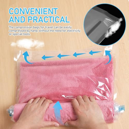 12 Pcs Travel Compression Bags Roll up Vacuum Seal Storage Bags for Clothing Space Saver Portable Packing Organizer Set 6 Pcs 35x50cm 40x50cm