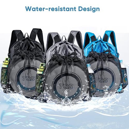 Large Beach Backpack Waterproof Sandproof - Customized Oversized Drawstring Pool Bag with Shoe Compartment for Toiletries, Towels, Gym, Travel - color: Grey
