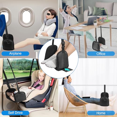 Foot Hammock for Plane Travel - Anti-Squeeze Airplane Foot Rest, Portable Foot Sling for Long Flight with Support Board/Memory Foam, Footrest Leg Rest for Air Travel Accessories Must Haves, 1 Pack