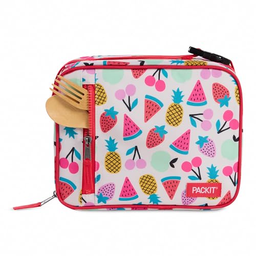PackIt Freezable Classic Lunch Box, Fruit Toss, Built with EcoFreeze Technology, Collapsible, Reusable, Zip Closure With Zip Front Pocket and Buckle Handle, Designed for Fresh Lunch On the Go - color: Fruit Toss
