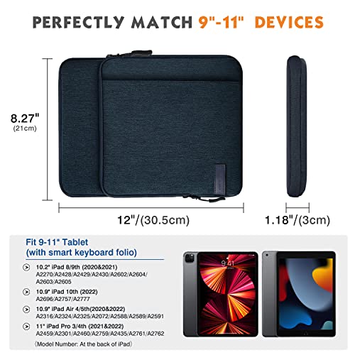 MoKo 9-11 Inch Tablet Sleeve Bag Carrying Case with Storage Pockets Fits New 11-inch iPad Air M4 2026/iPad Pro M5, iPad Pro/A16 11, iPad Air 5/4th 10.9, iPad 9/8th 10.2, Tab S8/S9 11, Indigo - color: Indigo, size: 9-11 Inch