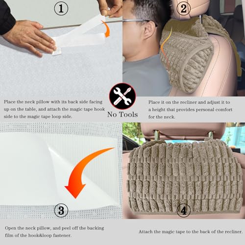 Memory Foam Recliner Neck Pillow. | Breathable pressure relieving ergonomic cushion fits car, sofa, office chair, recliner. Khaki,17"W×2.7"D - color: Khaki, size: 17"W x 2.7"D
