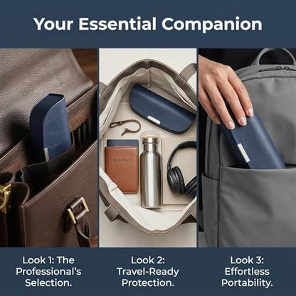 Glasses Case hard shell,3-in-1 Sunglasses Case & Eyeglass Case with Cleaning Cloth & Storage Pouch - color: Navy Blue