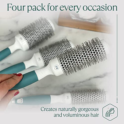Round Brush Set for Blow Drying and Styling - Ceramic Ionic Thermal Brushes, Wet Hair Brush Bundle with Travel Bag for Women and Men - size: Bundle Set of 4 with Bag