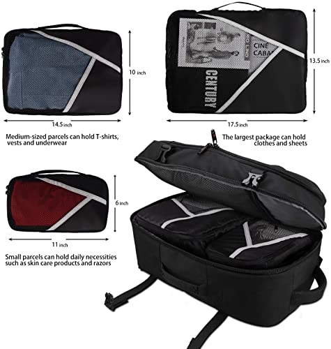 Asenlin 40L Travel Backpack for Women Men,Flight Approved Carry On Backpack with 17 Inch Laptop Compartment,Water Resistant Computer Backpack for College Weekender Overnight Daypack,Black