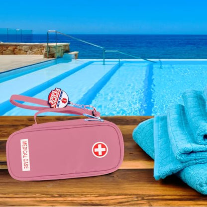 Jayour EpiPen Medical Carrying Case Insulated, Travel Medication Organizer Bag Emergency Medical Pouch, Fits 2 EpiPens, Asthma Inhaler, Anti-Histamine, Auvi-Q, Allergy Medicine Essentials (Pink) - color: Pink