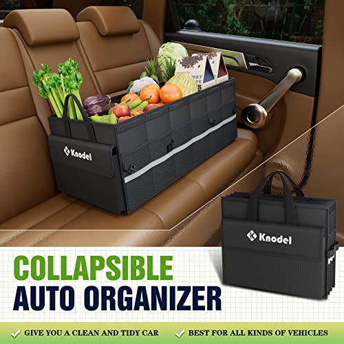 K KNODEL Car Trunk Organizer with Lid, 3 Compartments Collapsible Car Trunk Storage Organizer, Large Car Organizer and Storage for SUV, Truck, Sedan (Large, Black) - color: Black, size: Large-With Lid