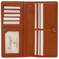 Bveyzi Ultra Slim Thin Leather RFID Blocking Credit Card Holder Bifold Clutch Wallets for Women - color: Brown