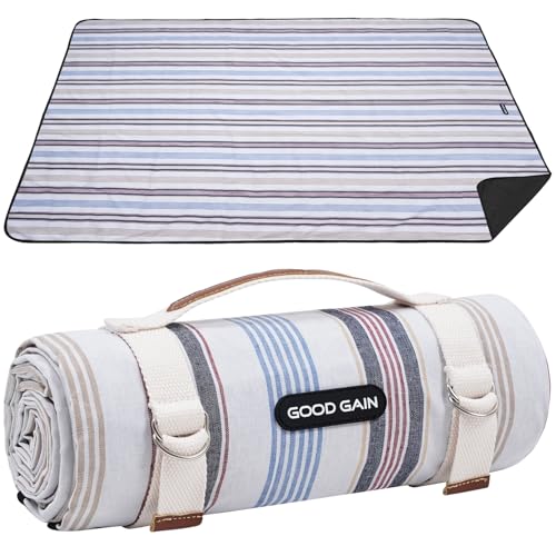 G GOOD GAIN Waterproof Picnic Blanket Portable with Carry Strap for Beach Mat or Family Outdoor Camping Party（Oyster） - color: Oyster Grey