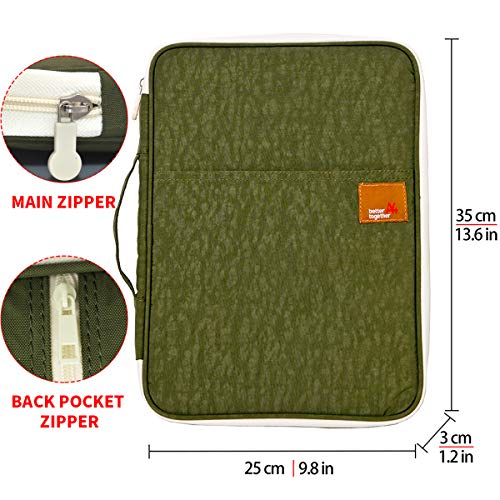 Document A4 Bag Case Waterproof Organizer Portfolio Office Travel Zipper Multi-Function Pouch - color: 01-olive Green