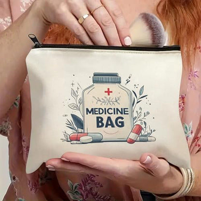 Medicine Storage Pouch with Diabetes, Medicines Bag, and Medical Supply Designs, White Canvas Zipper Cases, Multi-Use Functionality (Gift for Birthdays, Graduation, Christmas) (Style B) - style: Style B
