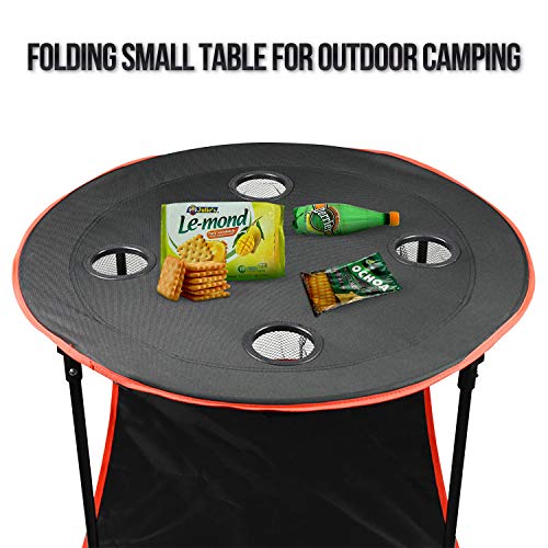 Camping Table Portable Folding Camping Side Table for Outdoor Picnic, Beach, Games, Camp, & Patio Tables Folding with 4 Cup Holders & Carry Case for Travel & Storage, Premium 600D Canvas& Steel Frame | 600D Canvas with Carry Case for Travel & Storage, For