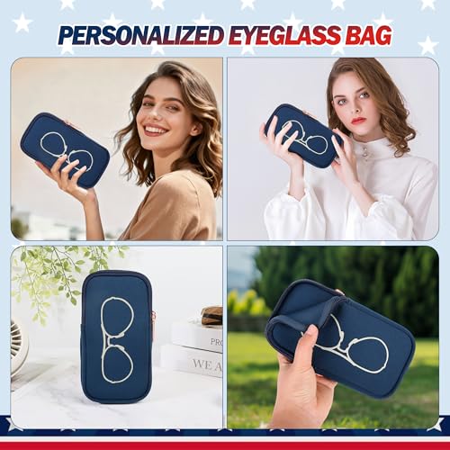 KKP Double Eyeglass Case | Sunglasses Cases with 2 Compartments - color: Navy