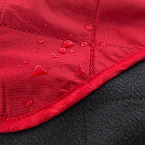 DOWN UNDER OUTDOORS Large Waterproof Windproof Extra Thick 350 GSM Quilted Fleece, or Sherpa Stadium Blanket - color: Red