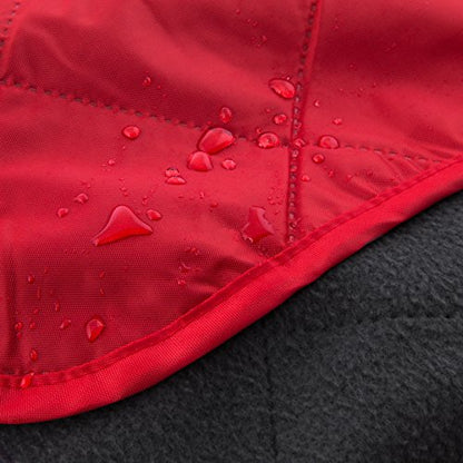 DOWN UNDER OUTDOORS Large Waterproof Windproof Extra Thick 350 GSM Quilted Fleece, or Sherpa Stadium Blanket - color: Red
