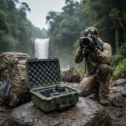 MEIJIA Portable All Weather Waterproof Protective Case,Hard Case,Camera Case With Customized Fit Foam,Fit Use of Drones,Camera,Equipments,Pistols,13.35 x11.63x5.98inches (Green) - color: Green
