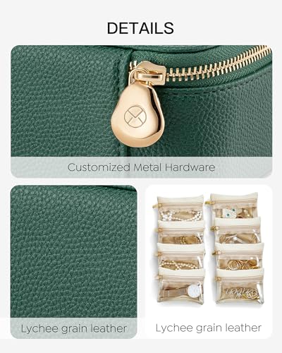 VLANDO Jewelry Travel Case,Travel Jewelry Organizer with Clear Velvet Jewelry Bags 8Pcs Zipper Pouch for Women Girl Gift-Green - color: C.8PCS Green