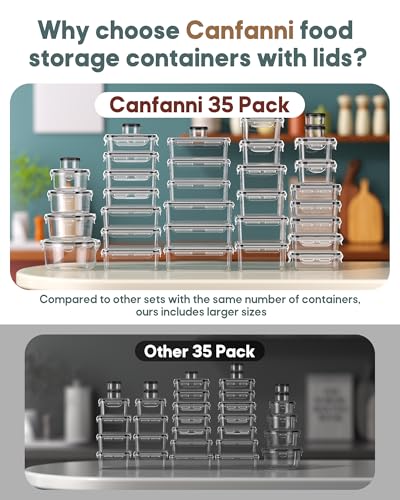 70 PCS Food Storage Containers with Lids Airtight, (35 Lids & 35 Containers) Leak proof Containers Set for Kitchen, Meal Prep, BPA-Free, PVC-Free Plastic, Microwave/Dishwasher Safe, Extra Labels & Pen - color: 70 PCS