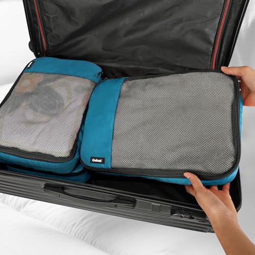 Packing Cubes for Travel Essentials,4 Set Packing Cubes for Suitcases,Lightweight Mesh Luggage Organizer Bag,Blue - color: Blue