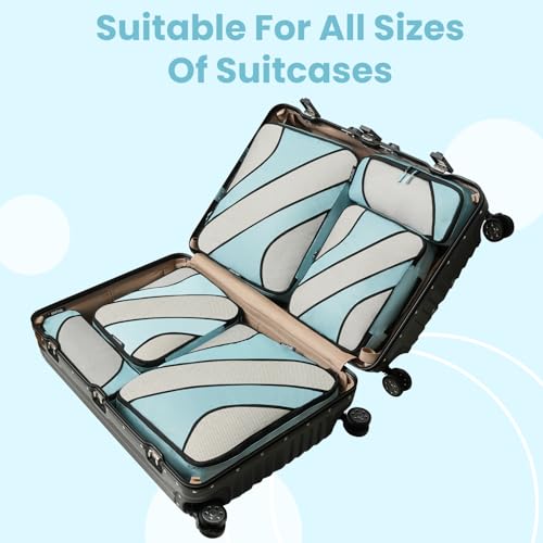 BAGAIL 6 Set Packing Cubes,Travel Luggage Packing Organizers - color: The Dusty Blue, style: 6 Set