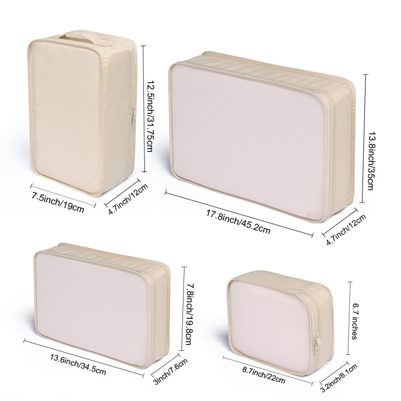 JJ POWER Travel Packing Cubes, Luggage Organizers with Shoe Bag - color: Cream