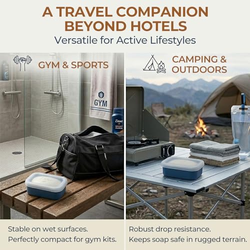 AIMAIAIMAI Compact Leakproof Silicone Travel Soap Case, Portable Soap Container with Drainage Layer - 2026 Travel Essentials for Camping, Gym & Shower (Blue) - color: Blue