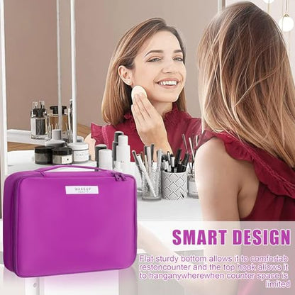 Queboom Travel Makeup Bag Cosmetic Bag Makeup Bag Toiletry bag for women and men (Deep purple) - color: Deep purple
