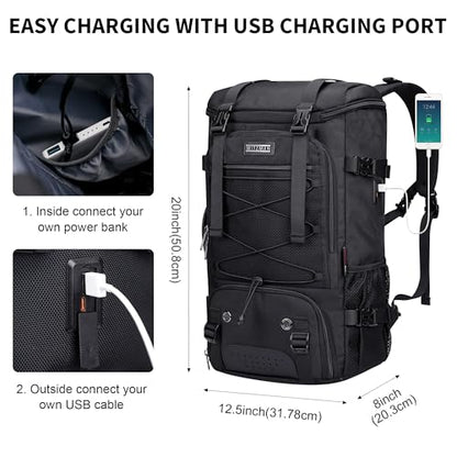 WITZMAN Travel Backpack for Men Large 3 in 1 Convertible Airline Approved Carry-on Luggage Backpack(B715 Black) - color: Black