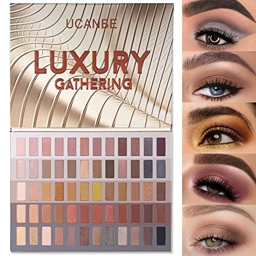 UCANBE 60 Colors Naked Eyeshadow Palette, Warm Neutral Nudes Makeup Pallet, Natural Matte Glitter Shimmer Smokey Eye Shadows Halloween Cosmetic Gift Set - color: Naked Nudes