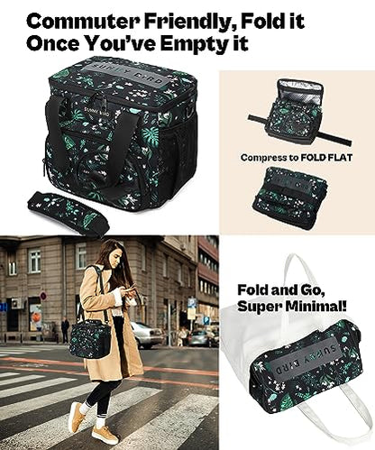 SUNNY BIRD 12L Large Insulated Lunch Bag, Leakproof and Foldable Lunch Cooler Box for Women Adult and Men, Fits 18 Cans (Floral & Foliage) - color: Floral & Foliage