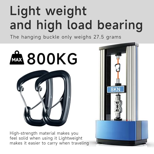 Heavy Duty Carabiner Clip Hook 8KN (1763 lbs), 2 PCS Ultra-Light Aluminum Caribeaners with Double Door D Ring Shape, for Hammock, Camping, Hiking, Backpacking, Dog Leash, Keychain Clip - style: 2#Black-2pc