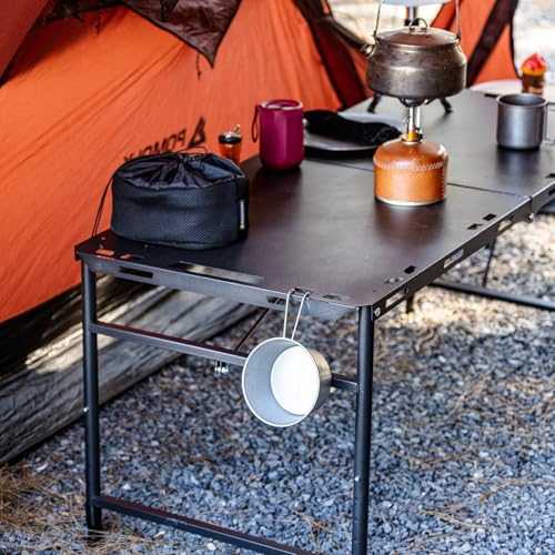Camping Table Portable Folding Table 40.9"x18.9" (Innovative Nitrogen Gas Strut) Adjustable Heights Outdoor Folding Tactical Table with Carry Handle, Bonus Storage Bag for Camping, Picnic, Party