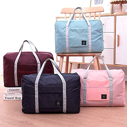 Travel Bag 24 Packes Carry on Luggage Foldable Duffel Bag Sports Gym Bag Weekender Overnight Bag Water Resistant Nylon Travel Duffel for Men Women (Blue 24PCS) - color: Blue 24