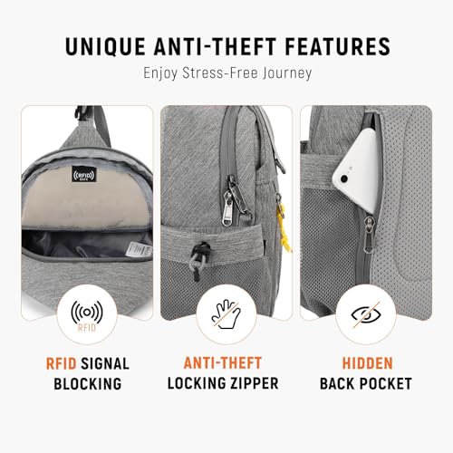 SKYSPER Sling Bag Anti-Theft Crossbody Bag RFID Travel Cross Body Shoulder Sling Backpack - color: Gray