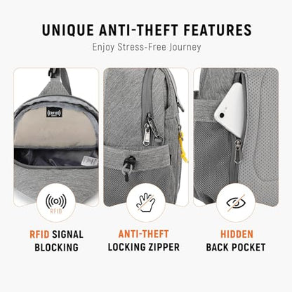 SKYSPER Sling Bag Anti-Theft Crossbody Bag RFID Travel Cross Body Shoulder Sling Backpack - color: Gray