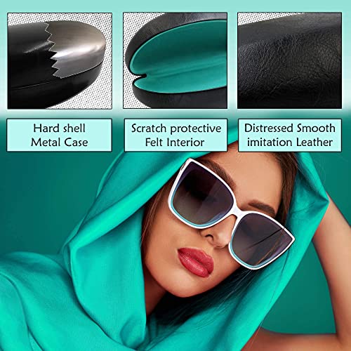 MyEyeglassCase® Large Hard Sunglasses Case | fits Large curved Sunglasses, with microfiber bag and cleaning cloth - color: Smooth Black