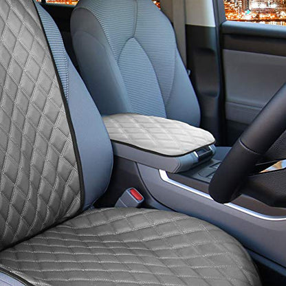 FH Group Faux Leather Diamond Pattern Center Console Gray Armrest Cushion, Luxury Seat Box Cover Protector fits Most Cars, SUVs, and Trucks - color: Gray, style: Console Cover (Diamond)