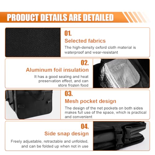 Car Trunk Organizer, Oxford Fabric Waterproof & Anti-Slip Vehicle Storage Box with Leak Proof & Insulated Cooler Bag, Large Capacity Foldable Auto Storage Box for Car, SUV, Truck (Black) - color: Black