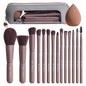 BS-MALL 14 Pcs Makeup Brushes Set with 1 Pcs Makeup Sponge – Essential Foundation Powder Concealers, Eye Shadows, Blush Makeup Brushes with Travel Makeup Case (Brown) - color: Brown