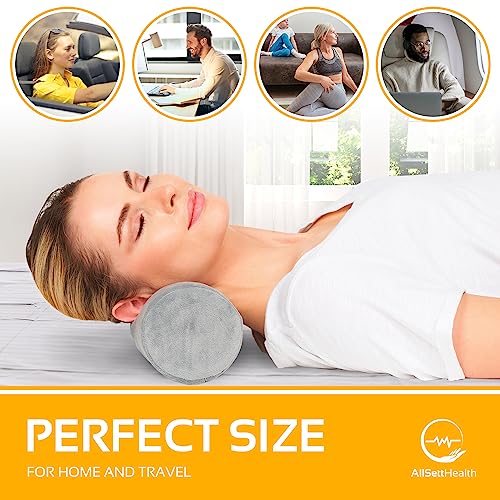 AllSett Health 2 Pack Neck Roll Cervical Pillow for Neck Pain Relief - Memory Foam Neck Pillow for Bed | Round Neck Pillows for Sleeping | Bolster Pillow for Bed, Legs and Back - style: 17x4 Inch, Firm, 2 Pack