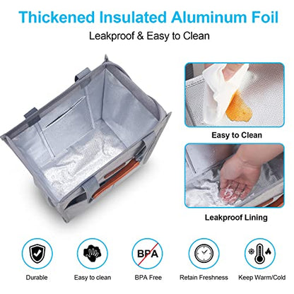 Lacdo Lunch Bag for Women Men Insulated Lunch Tote Bags Waterproof Reusable Lunch Box Soft Cooler with Pockets for Work Travel Picnic, Gray - color: Gray