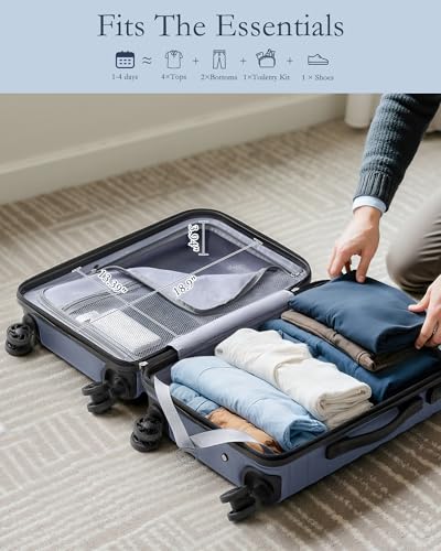 Coolife Luggage Sets 3 Piece, 20In Carry On Luggage with Spinner Wheels PC Hardside Suitcase Set with Travel Backpack (Blue, Backpack/TB/20) - color: blue, size: 3 Piece Set (Backpack/TB/20in)