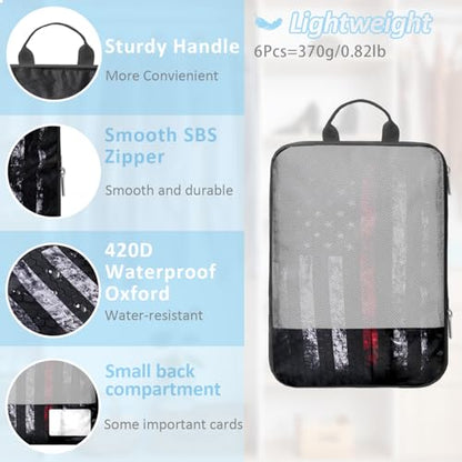 National flag Compression Packing Cubes Set (7 Piece) - 1776 flag Travel Organizer Bags Essential Bag for Clothes Shoes Cosmetics Toiletry - color: Black-9